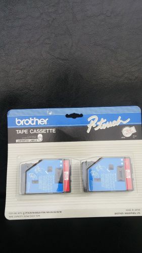 BROTHER TC-21 P-TOUCH TAPE CASSETTE LAMINATED LABELS RED ON WHITE ( TWIN PACK)