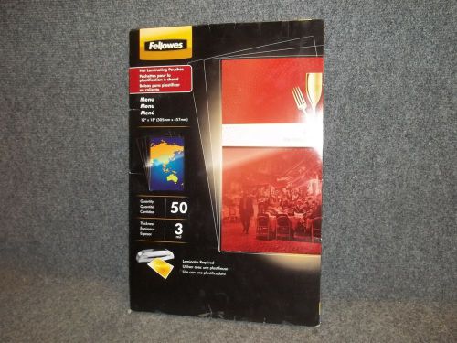 Fellowes crc52011 hot laminating pouches 12&#034; x 18&#034; 50-count 3-mil glossy clear for sale