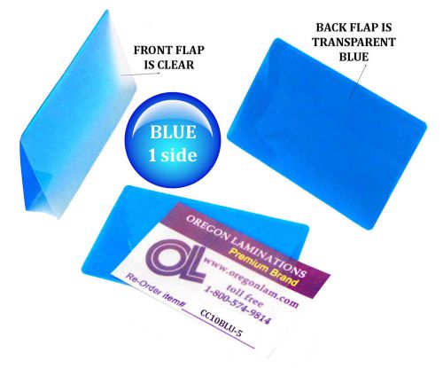 Qty 500 blue/clear credit card laminating pouches 2-1/8 x 3-3/8 by lam-it-all for sale