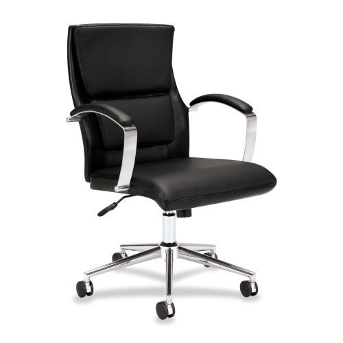 BASYX VL106SB11 Chair Mid-Back 25inx26-1/2inx38in-40-3/4in Leather/Black