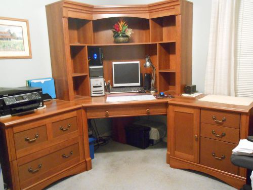 3 Pc Home or Office Set by Sauder, - Desk, Hutch, Lateral File, Storage Cabinet