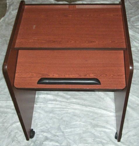 Mobile Wood Podium / Computer Desk with Adjustable Top