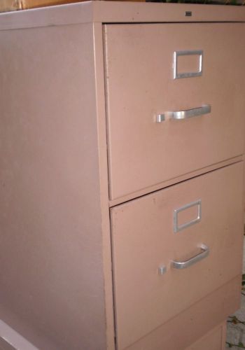 Vintage Putty HON Vertical Steel File Cabinet 2-Drawer w/o Lock 18&#034;x26&#034;x28&#034;