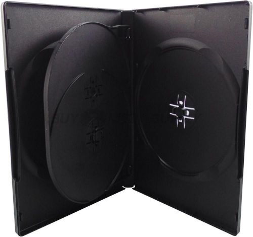14mm standard black quad 4 discs dvd case - 100 pack for sale