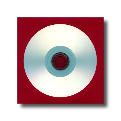 CD Sleeves - RED - Premium Paper With Window &amp; Flap - 100 Sleeves