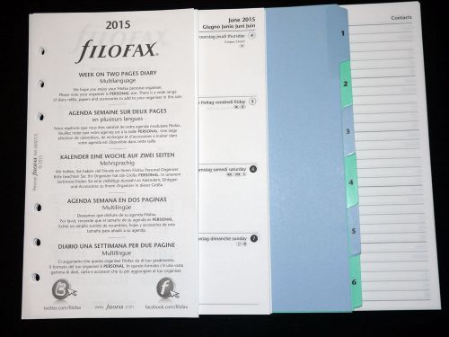 2015 Filofax Week On Two Pages Diary Inserts With Dividers Personal Size