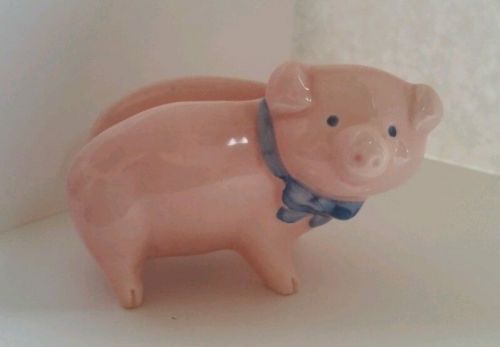 Pig Business Card Holder Pink Ceramic Piggy Farm Cute