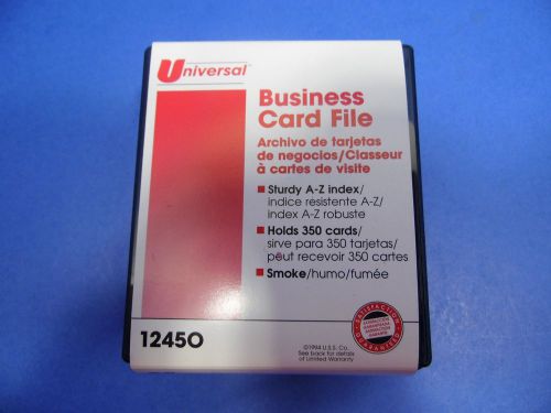 Universal Business Card File Holds 350 Cards A-Z Index Smoke Color Plastic