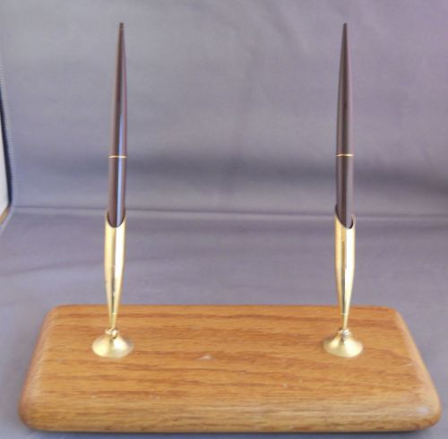 Wooden Two Pen Desk Set with 2 Sheaffer desk ball pens