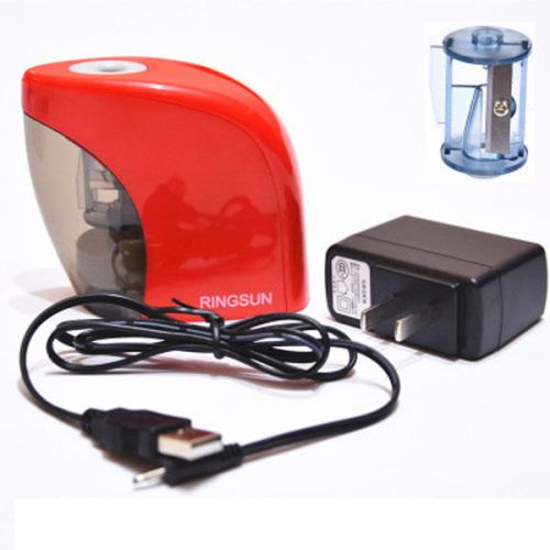 Red Automatic Electric Switch Home Office School Pencil Sharpener Tool + US Plug