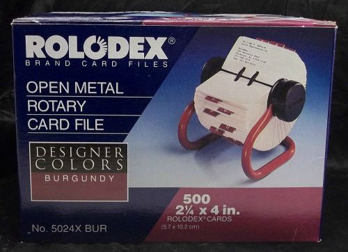 ROLODEX OPEN METAL ROTARY CARD FILE 2 1/4 X 4 - BURGANDY No 5024X BUR