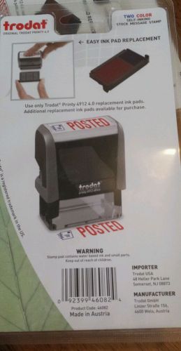 TRODAT PRINTY 4912 TWO COLOR SELF INKING STAMP ECO FRIENDLY OFFICE &#034; POSTED&#034;