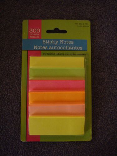 NIP Mini 3&#034; x 1&#034; Assorted Colors 300 Sheets Sticky Notes ~ FREE SHIPPING!!