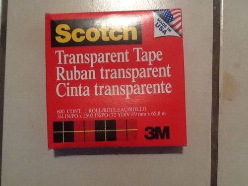 3M 600 Cont.  Glossy Transparent Tape, 1&#034; Core, 3/4&#034;x2592 inch.   72 yd/19mmx65