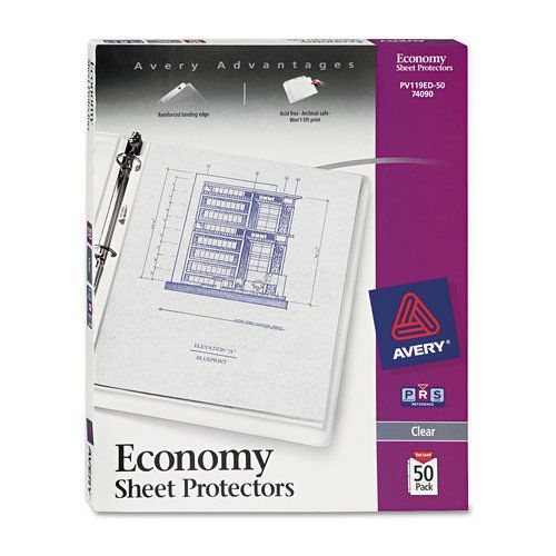 Avery AVE74090 Top-Load Poly Sheet Protectors, Economy Gauge, Letter, Clear, 50/