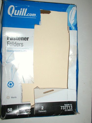 Quill #7-37713 CS 399615 Legal Size File Folders with 2 Fasteners Manila Box 50