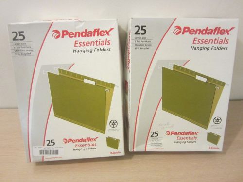 PENDAFLEX RECYCLED GREEN 1/5 CUT TAB HANGING FOLDERS, 50 (2-25 PACKS), FREE S&amp;H