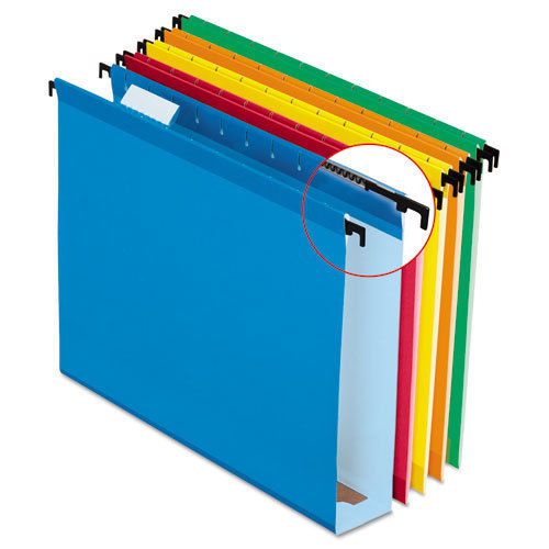 Poly laminate hanging folders, letter, assorted, two inch expansion, 20/box for sale