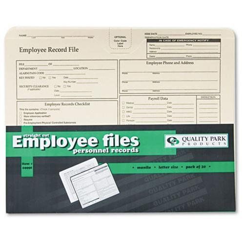 Quality Park Top-tab Employee Record Folder - Letter - 8.50&#034; Width X 11&#034; (69998)