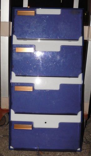 Professional Acrylic Blue/White OFFICE Mail/letter 4 slot organizer WALL Mount