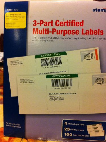 Stamps.com Sdc 3610 3 Part Certified Multi-purpose Labels Forms