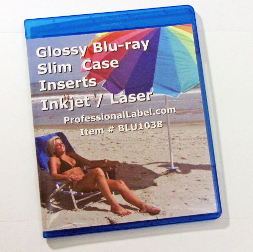 Glossy Blu-ray Slim Case Insert Covers Wraps 100 sheets Laser or Inkjets BLU1083