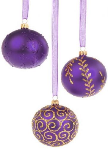 30 Custom Purple Ornament Trio Personalized Address Labels