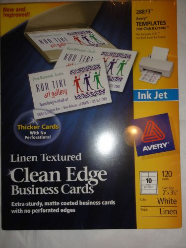 Avery 28873 120 White Linen Textured Clean Edge Business Cards InkJet New Sealed
