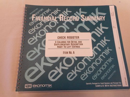Ekonomik Wirebound Check Register Accounting System  Book - EKOR NO. A