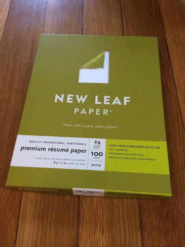 New Leaf Paper Premium Resume Paper 24 lb 100 Sheets White Recycled