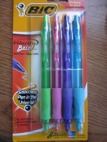 BIC VELOCITY BOLD BALL PENS 4 COUNT ASSORTED COLORS #18896  FAST/FREE SHIP