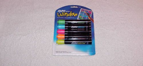 EXPO NEON WINDOW COLOR DRY ERASE MARKERS - FIVE MARKERS - BULLET TIPS