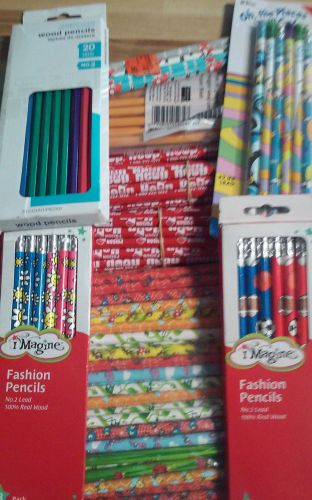 198 - ASSORTED &#034;NEW&#034; UNSHARPENED PENCILS WITH ERASERS - GREAT FOR SCHOOL / WORK