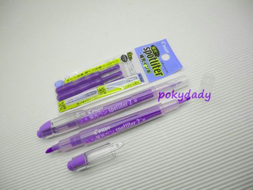 3 pen + 3 refill ink Pilot Spotliter 2 Twins head Highlighters Violet( Japan)