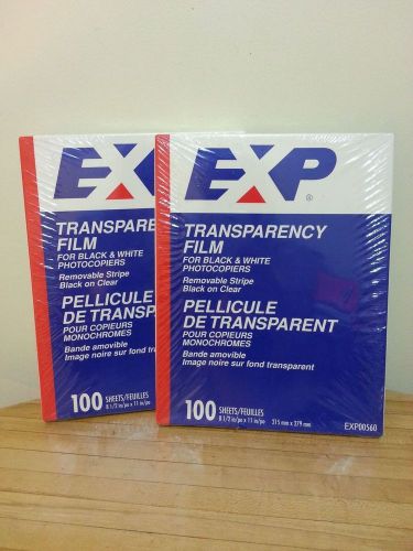 EXP Transparency Film for Black &amp; White Photocopiers 100 Sheets (x2) New