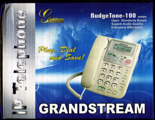 NEW Black GRANDSTREAM BUDGETONE-100 IP Telephone w/Ethernet Cable + Power Adapte