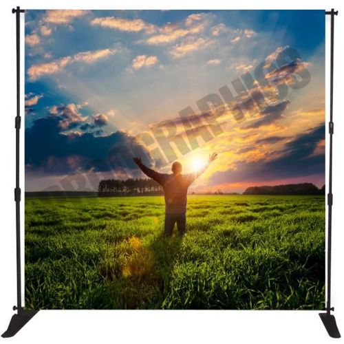 Banner 8&#039;x8&#039; Display Stand Adjustable Telescopic Step Repeat Trade Show Backdrop