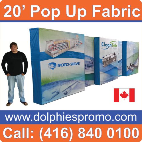 NEW 20&#039; Wide Pop Up Tension Fabric Display Trade show Booth + Dye-Sub Graphics