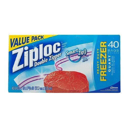 Ziploc Double Zipper Freezer Bags Value Pack   Quart Size 40 ea