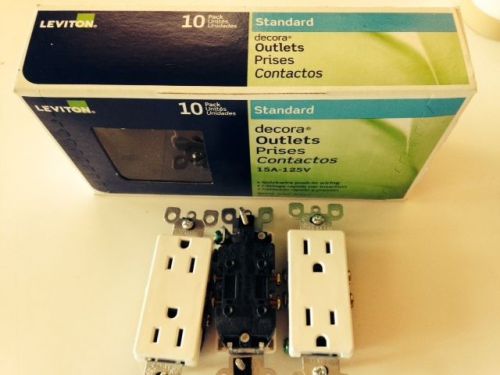 BOX OF 3 WHITE LEVITON DECORA 15A-120 WALL OUTLETS LEFT OVER NEVER USED
