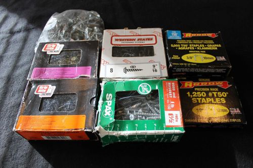 * lot of 6 * boxes of unused screws and staples for sale