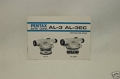 Owners Instruction Manual Pentax AL-3 AL-3EC Auto Level