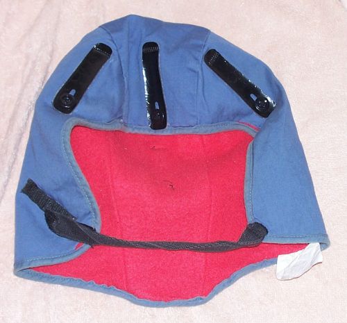 FIT RITE Winter HARD HAT Liner Blue w/ Red Fleece Made in USA MS-20 Velcro strap