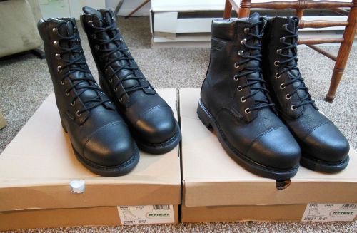 2-Pair New HYTEST SAFETY WORK BOOTS - Black w Metal Toe - Men 8 EEE &amp; Women 10 W