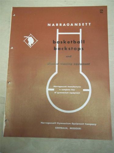 Vtg Narragansett Gymnasium Equipment Co Brochure~Basketball Backstops~Catalog