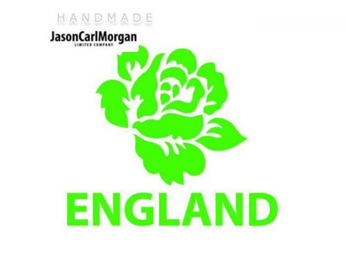 JCM® Iron On Applique Decal, England Rugby Rose Neon Green