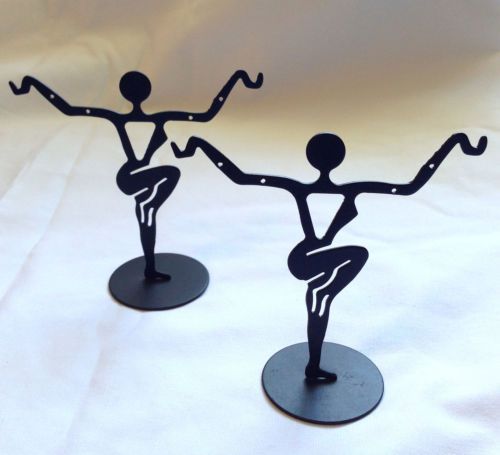 Two SMALL Black Earring Dancer Metal Display Stands Jewelry Displays