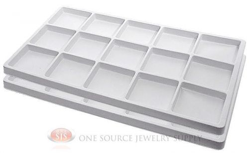 2 White Insert Tray Liners W/ 15 Compartments Drawer Organizer Jewelry Displays