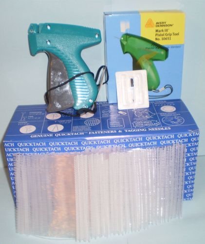 AVERY DENNISON STANDARD CLOTHING TAGGING GUN + 5000 2&#034; CLEAR BARBS 10651