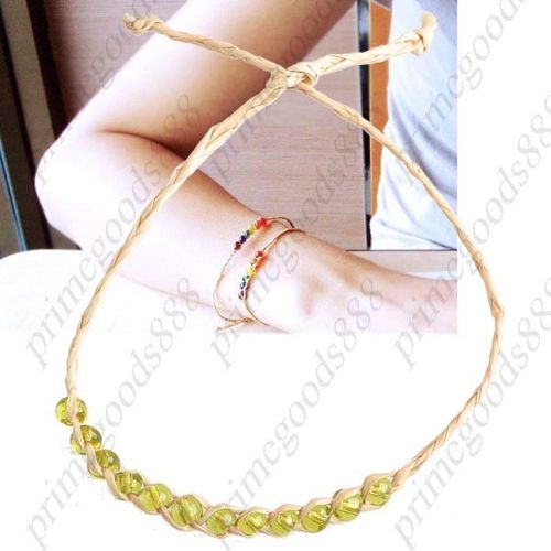 Vintage simple braided anklet ankle bracelet hand chain bracelet light yellow for sale